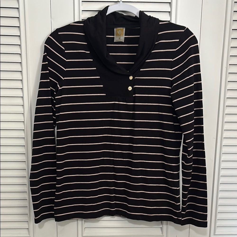 Anne Klein Black and White Long Sleeve Shirt